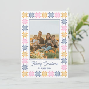 Kerstster patchwork omlijst kerst fotokaart feestdagenkaart