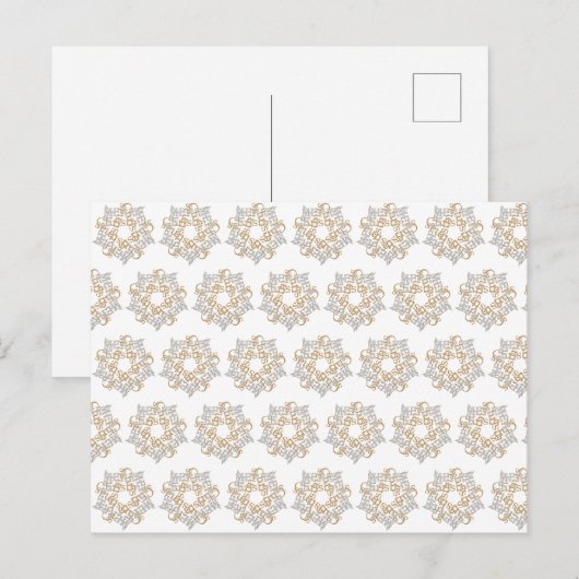 Kerstster Patroon Goud Zilver Kalligrafie Art Briefkaart (Voorkant / Achterkant)
