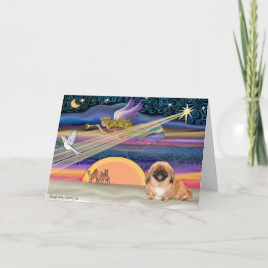 Kerstster - Pekingees #1(rood) Feestdagen Kaart (Voorkant)