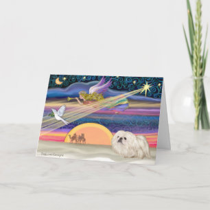 Kerstster - Pekingees (wit) Feestdagen Kaart