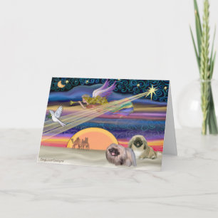 Kerstster - Pekingese (twee) Feestdagen Kaart