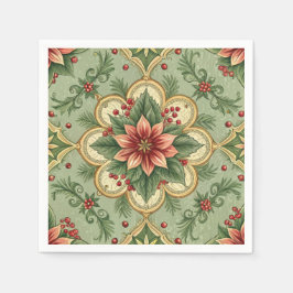 Kerstster Poinsettia Vintage  Servet