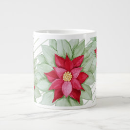 Kerstster Poinsettia Waterverf Grote Koffiekop