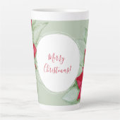 Kerstster Poinsettia Waterverf Handgeschilderd Latte Mok (Voorkant)
