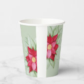 Kerstster Poinsettia Waterverf Handgeschilderd Papieren Bekers (Links)