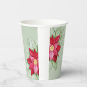 Kerstster Poinsettia Waterverf Handgeschilderd Papieren Bekers (Rechts)