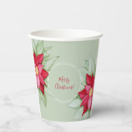 Kerstster Poinsettia Waterverf Handgeschilderd Papieren Bekers