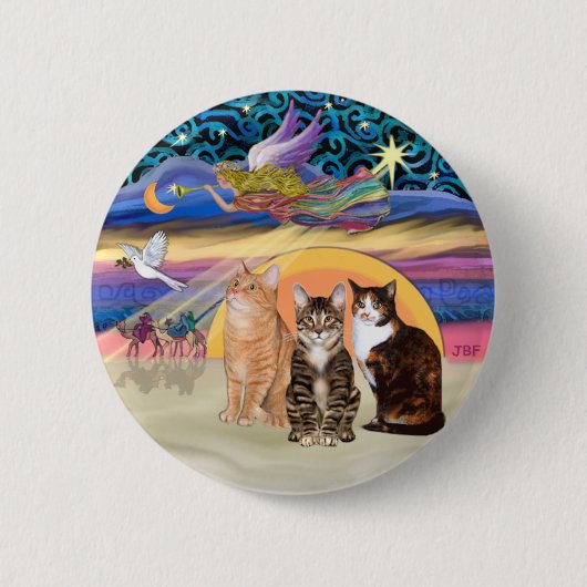 Kerstster (R) -Drie katten (AmSH) Ronde Button 5,7 Cm (Voorkant)