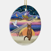 Kerstster - rood Abyssijnse kat Keramisch Ornament (Rechts)