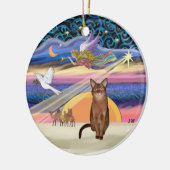 Kerstster - rood Abyssijnse kat Keramisch Ornament (Links)