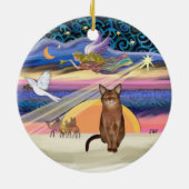 Kerstster - rood Abyssijnse kat Keramisch Ornament (Achterkant)