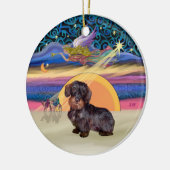Kerstster - Ruwharige Dachshund Keramisch Ornament (Links)