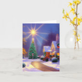Kerstster schijnt over een kerstboom blanco kaart (Gele Bloem)