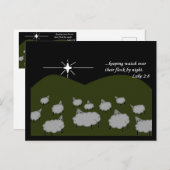 Kerstster Sheep kijkt naar de klok Luke Two Acht Briefkaart (Voorkant / Achterkant)