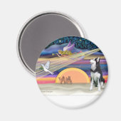 Kerstster - Siberische Husky 1 Magneet (Voorkant / Achterkant)