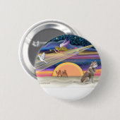 Kerstster - Siberische Husky (rood 2) Ronde Button 5,7 Cm (Voorkant /achterkant)