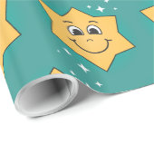 Kerstster smiley cartoonpersonage cadeaupapier (Rol Hoek)