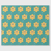 Kerstster smiley stripfiguur cadeaupapier (Vlak)