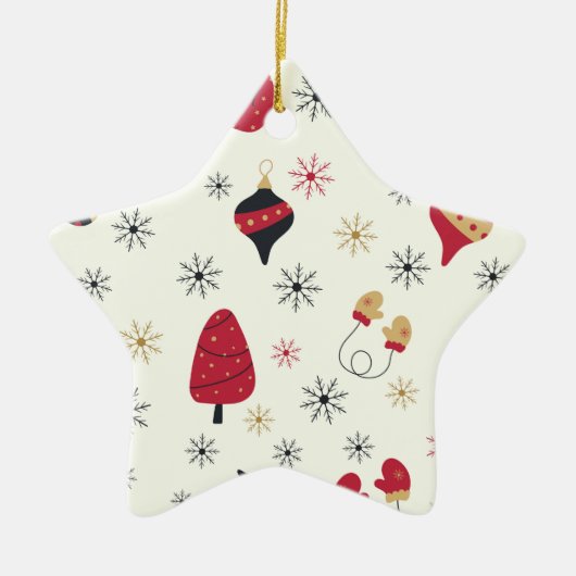Kerstster Sneeuwvlok Patroon Keramisch Ornament (Voorkant)