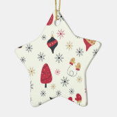 Kerstster Sneeuwvlok Patroon Keramisch Ornament (Links)