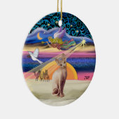 Kerstster - Sphynx kat (vaal) Keramisch Ornament (Rechts)
