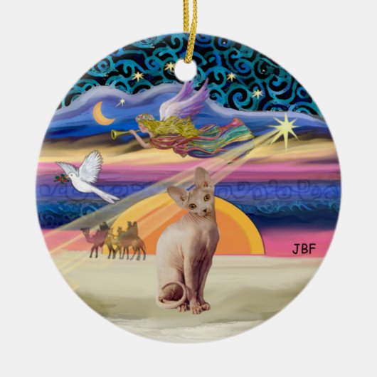Kerstster - Sphynx kat (vaal) Keramisch Ornament (Voorkant)