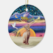 Kerstster - Sphynx kat (vaal) Keramisch Ornament (Links)