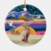 Kerstster - Sphynx kat (vaal) Keramisch Ornament (Achterkant)