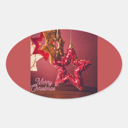 Kerstster sticker – Merry Christmas-ontwerp (Voorkant)