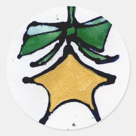 kerstster-sticker ronde sticker (Voorkant)