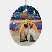 Kerstster - Twee Siamese katten Keramisch Ornament (Rechts)