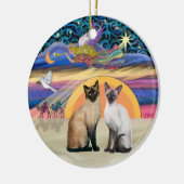 Kerstster - Twee Siamese katten Keramisch Ornament (Links)