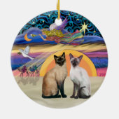 Kerstster - Twee Siamese katten Keramisch Ornament (Achterkant)
