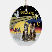 Kerstster -Twee tabbykatten (AmSH) Keramisch Ornament (Rechts)