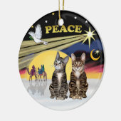 Kerstster -Twee tabbykatten (AmSH) Keramisch Ornament (Links)