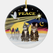 Kerstster -Twee tabbykatten (AmSH) Keramisch Ornament (Achterkant)