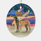 Kerstster - Twee Windhonden Keramisch Ornament (Links)