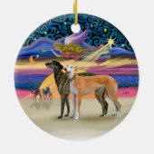 Kerstster - Twee Windhonden Keramisch Ornament (Achterkant)