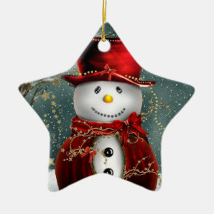 Kerstster-versiering/Snowman Keramisch Ornament