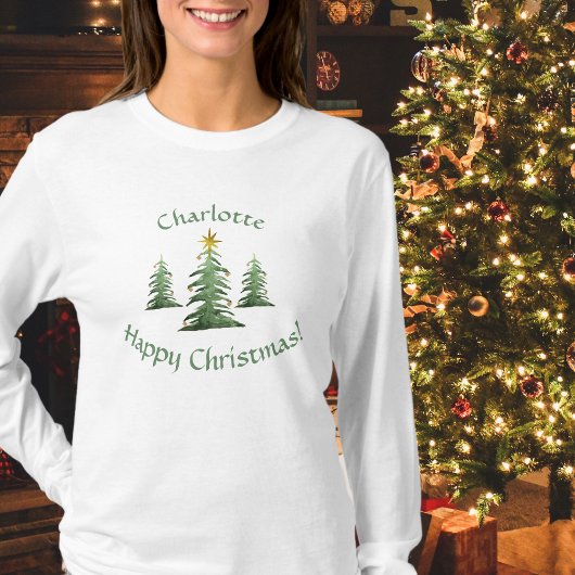 Kerstster, Voeg naam, feestelijk, dames T-shirt