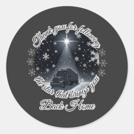 Kerstster Vrachtwagen Reis Licht Thuiskomst Ronde Sticker