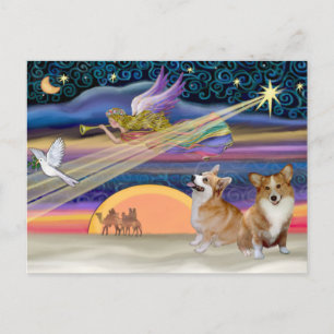 Kerstster - Welsh Corgi (twee) Feestdagenkaart