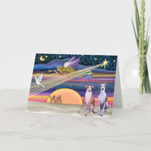 Kerstster - Whippets (twee) Feestdagen Kaart (Voorkant)