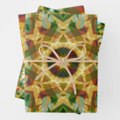 Kerstster Winter Groene Herfst Bruin Goud Geel Inpakpapier Vel (In situ)