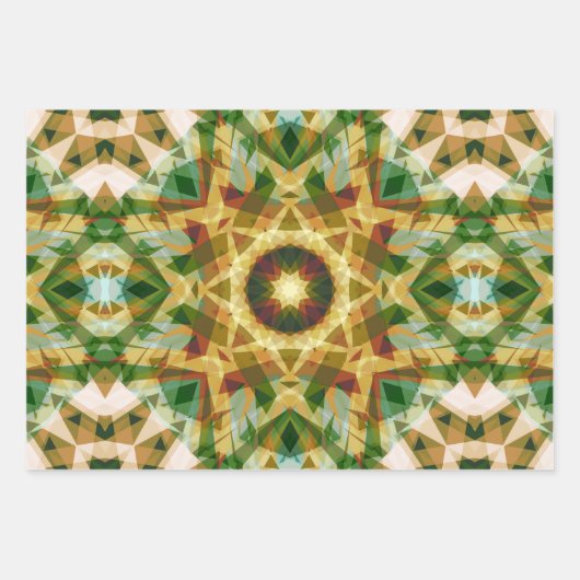 Kerstster Winter Groene Herfst Bruin Goud Geel Inpakpapier Vel (Voorkant)