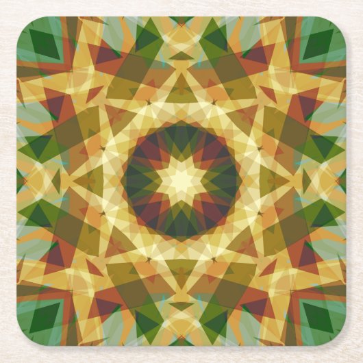 Kerstster Winter Groene Herfst Bruin Goud Geel Kartonnen Onderzetters (Voorkant)