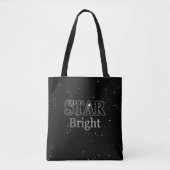 Kerstster Word Art Black en Silver Tote Bag (Voorkant)