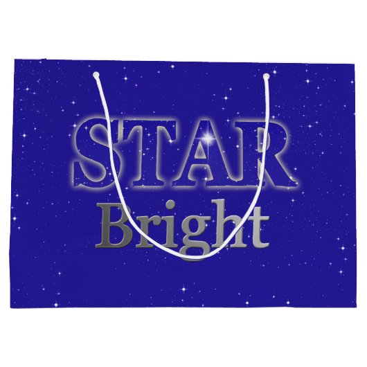 Kerstster Word Art Blue en Silver Groot Cadeauzakje (Achterkant)