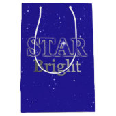 Kerstster Word Art Blue en Silver Medium Cadeauzakje (Voorkant)