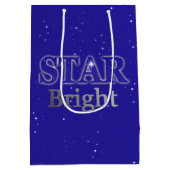 Kerstster Word Art Blue en Silver Medium Cadeauzakje (Achterkant)